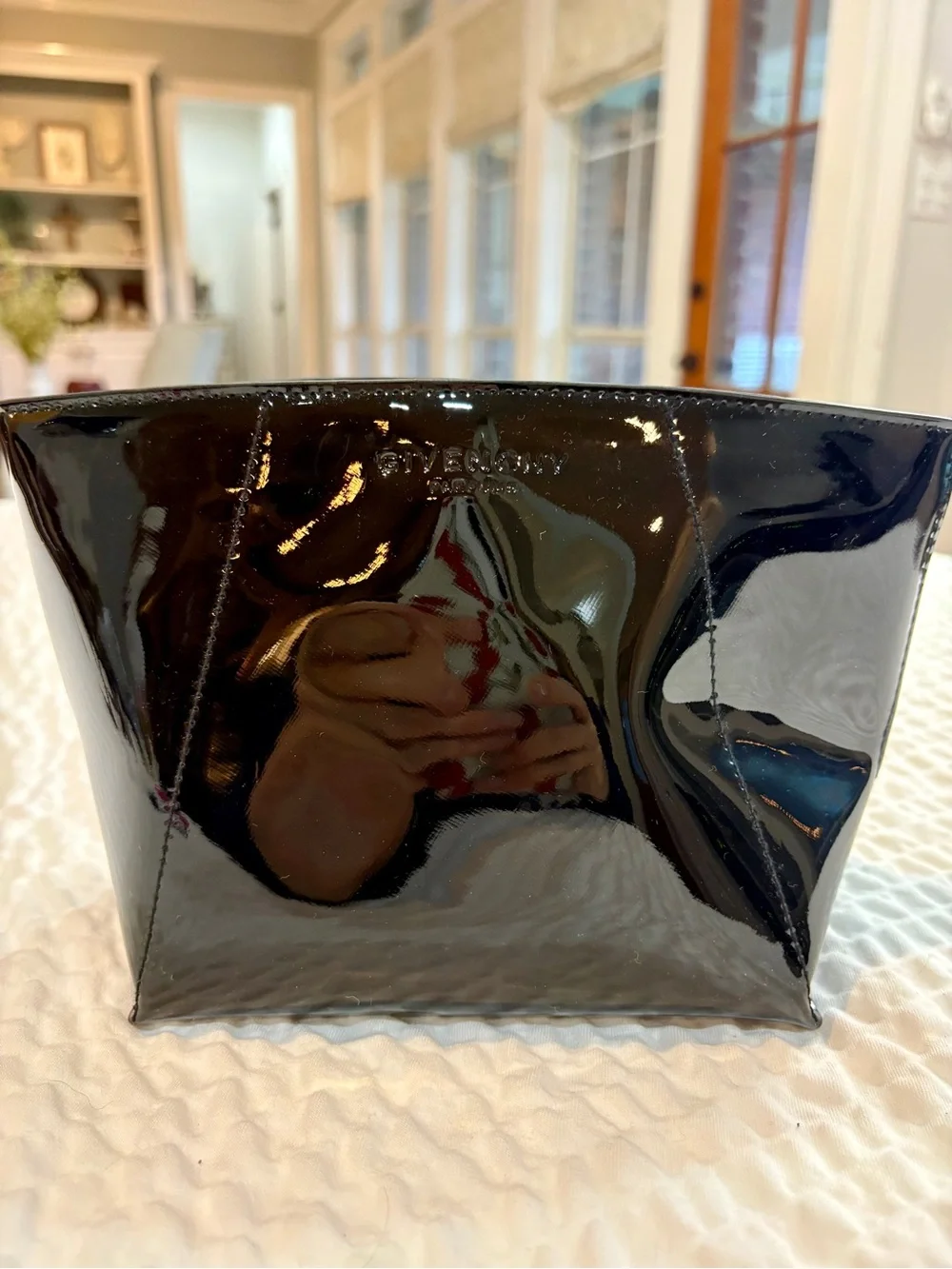 Givenchy Black Patent Pouch w gold tone star zipper $20 or free w $100 purchase